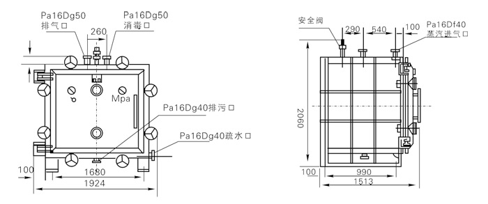 方形靜態真（zhēn）空（kōng）幹燥機結構示意圖